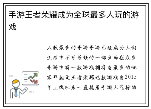 手游王者荣耀成为全球最多人玩的游戏
