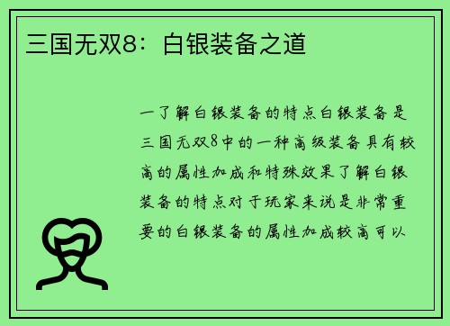 三国无双8：白银装备之道